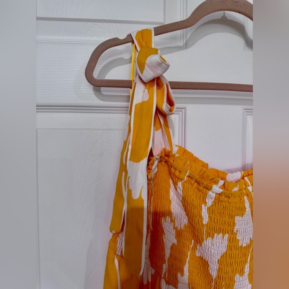 Target x DVF smocked tie strap ginko yellow midi dress - size L - Picture 5 of 7